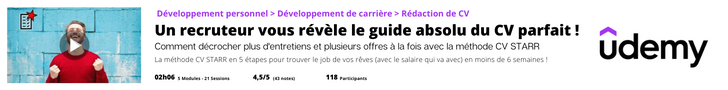 Bannière cour udemy- cv gagnant